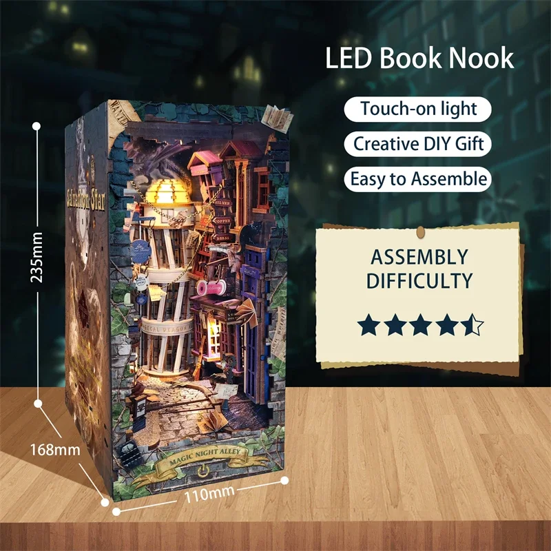 Book Nook Shelf Insert Alley Diy - Baru Retro DIY buku kayu rak