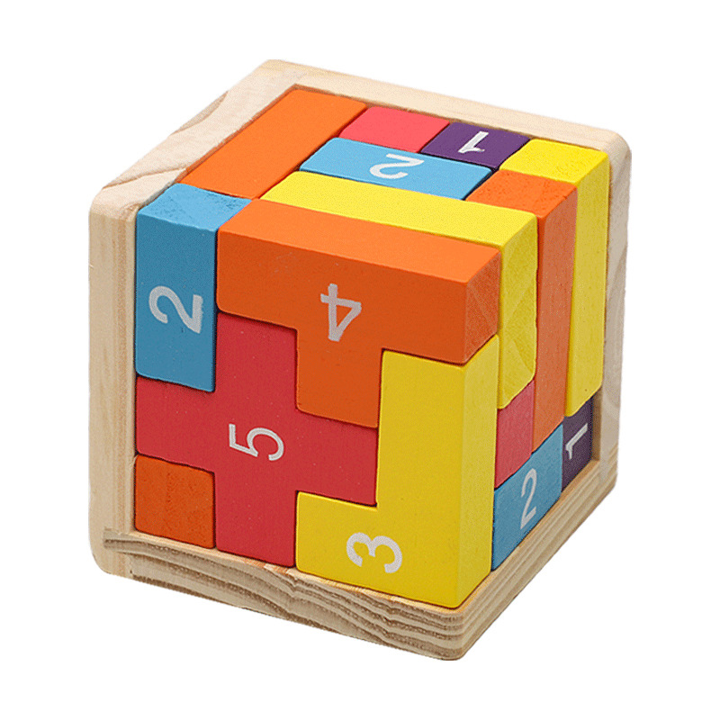 3D Wooden Mechanical Puzzle Marble Run - Balok Kayu Berwarna-warni untuk Permainan Teka-teki,