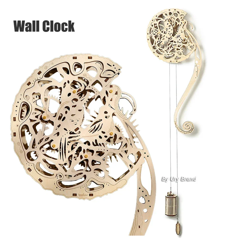Wooden Clock Puzzle Mechanical Pendulum - URY DIY 3D Puzzle Kayu Jam