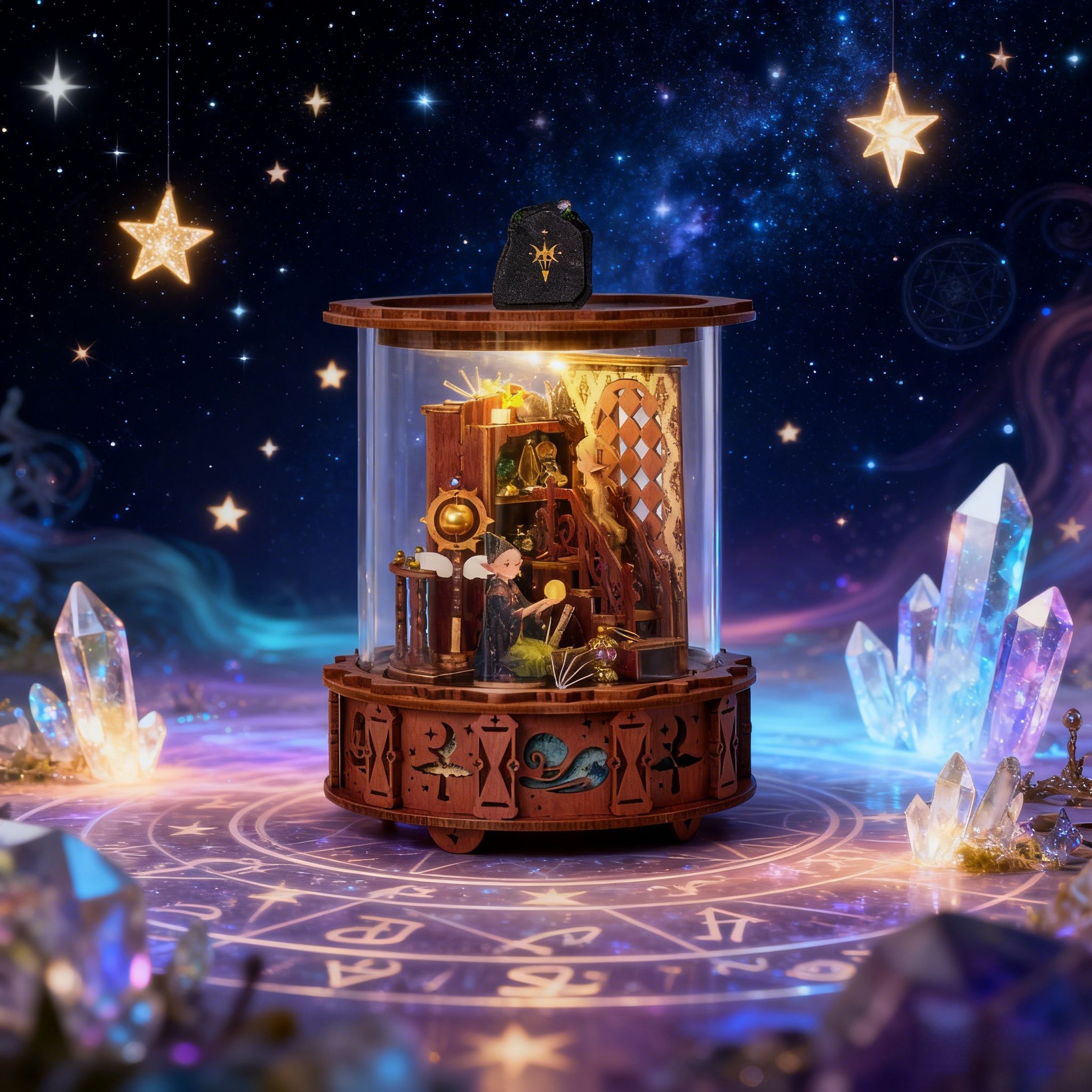 Music Box Wooden 3D Puzzle Rotating - Kotak Musik Ajaib 360 ° Hadiah