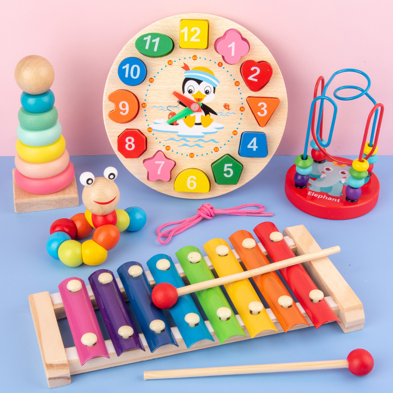 3D Wooden Mechanical Puzzle Marble Run - Montessori mainan bayi 3D teka-teki kayu,