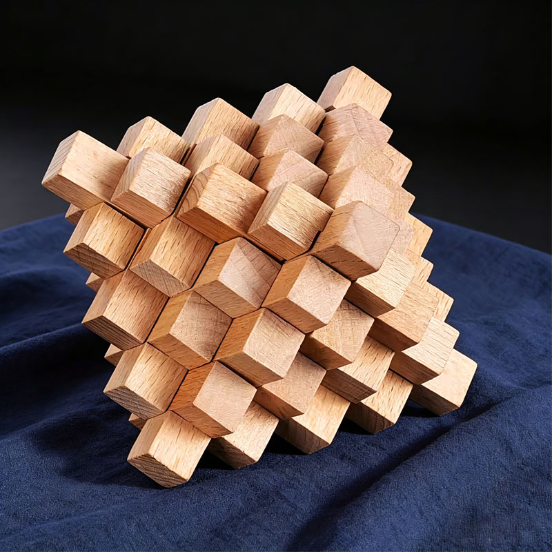 3D Wooden Mechanical Puzzle Marble Run - Teka-teki Kayu Bentuk Nanas LuBan Lock