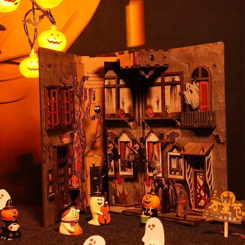 Book Nook Shelf Insert Alley Diy - Kit Miniatur Rak Buku DIY Kayu