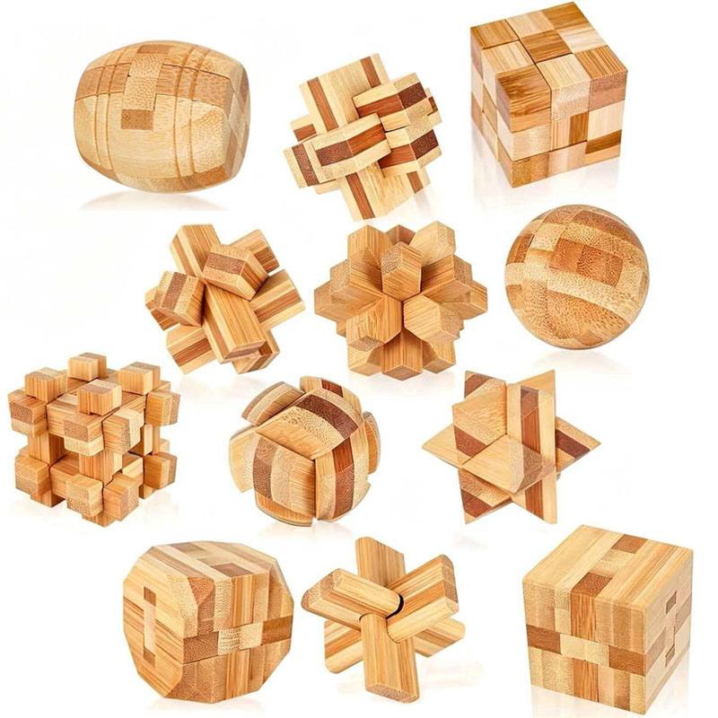 3D Wooden Mechanical Puzzle Marble Run - Puzzle Kunci Lu Ban Bambu 4.5CM