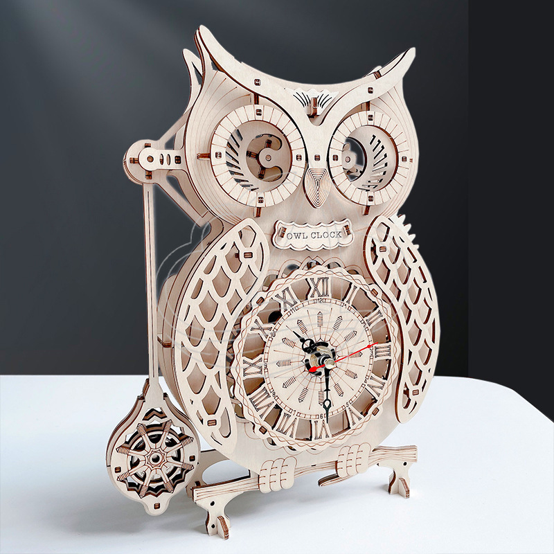 Wooden Clock Puzzle Mechanical Pendulum - Jam Burung Hantu Kayu 3D Puzzle