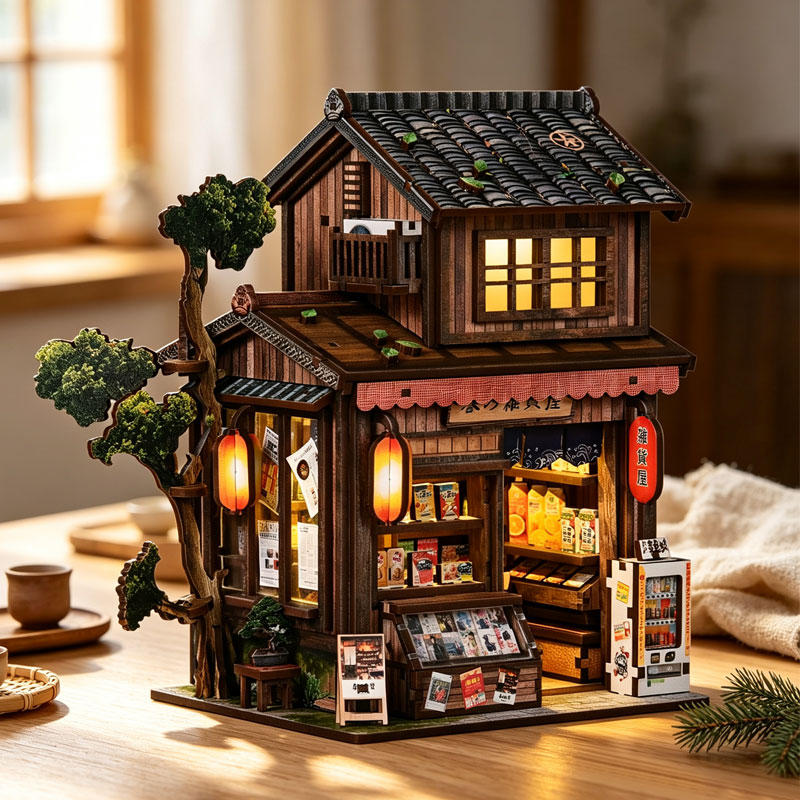 Diy Miniature Dollhouse Kit Book Nook - Kit Rumah Miniatur DIY, Puzzle Kayu
