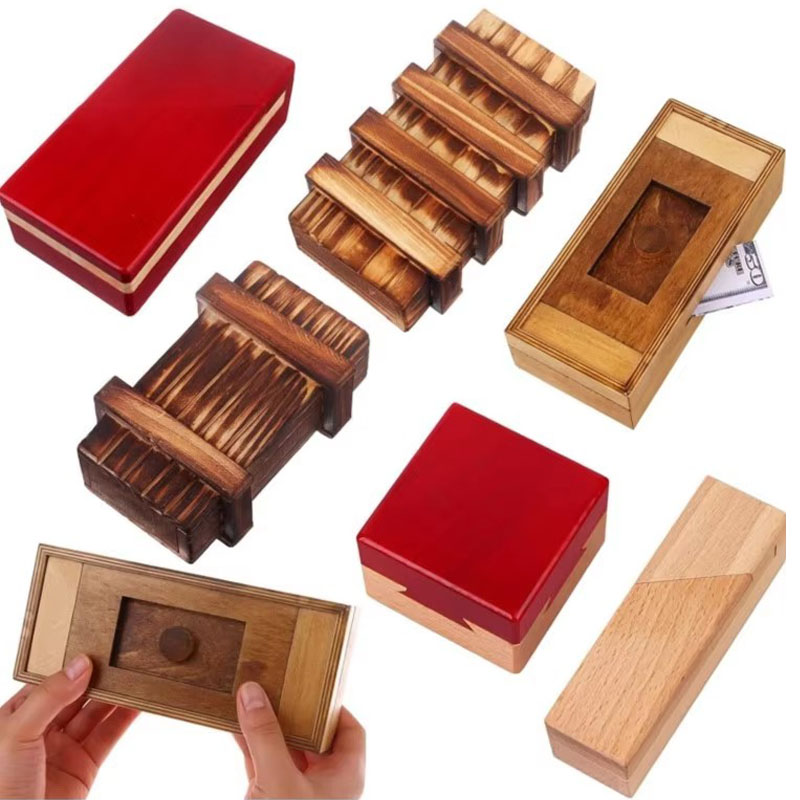3D Wooden Mechanical Puzzle Marble Run - Kotak Puzzle Kayu dengan Kompartemen Rahasia
